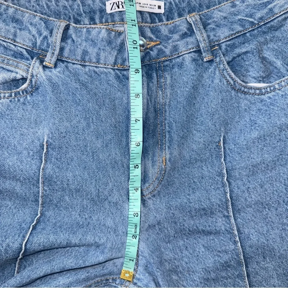 Zara Cropped Wide Leg Jeans high rise blue - Picture 6 of 12